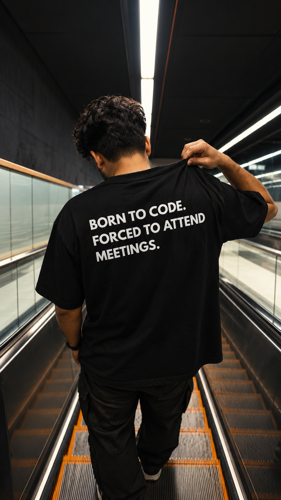 Born to Code Oversized Graphic T-Shirt – Black