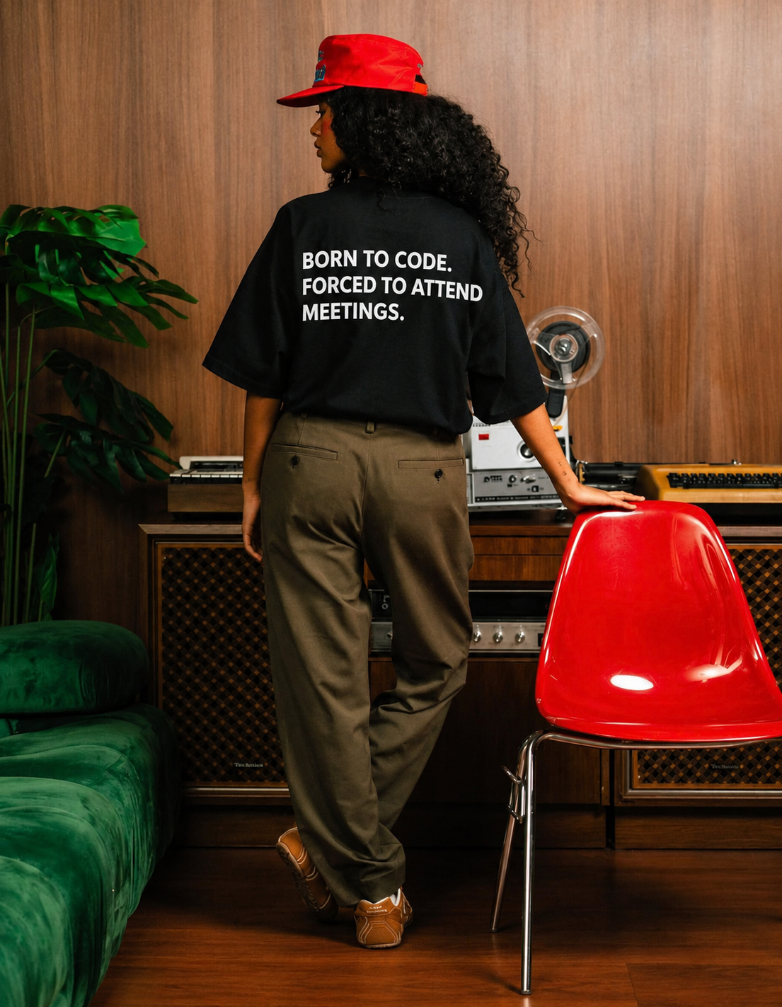 Born to Code Oversized Graphic T-Shirt – Black